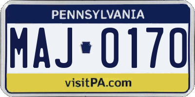 PA license plate MAJ0170