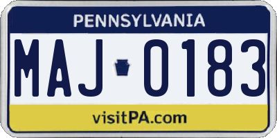 PA license plate MAJ0183