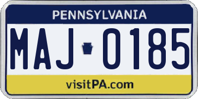 PA license plate MAJ0185