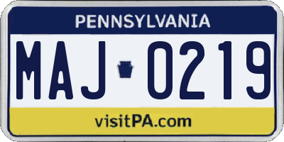 PA license plate MAJ0219