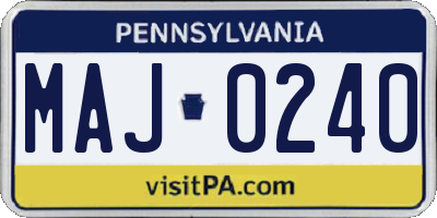 PA license plate MAJ0240