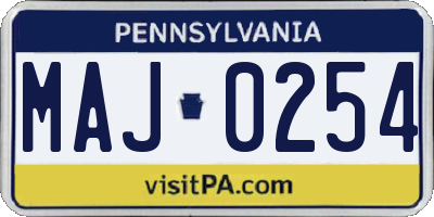 PA license plate MAJ0254