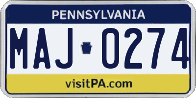 PA license plate MAJ0274