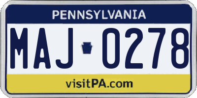 PA license plate MAJ0278
