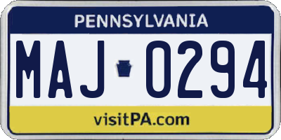 PA license plate MAJ0294