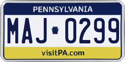 PA license plate MAJ0299