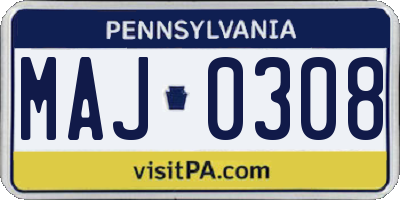 PA license plate MAJ0308