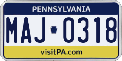 PA license plate MAJ0318