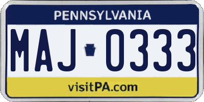 PA license plate MAJ0333
