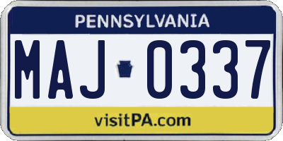 PA license plate MAJ0337