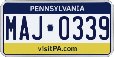 PA license plate MAJ0339