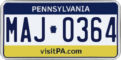 PA license plate MAJ0364