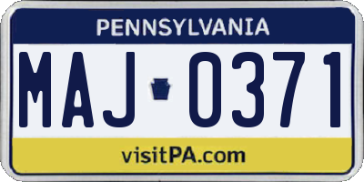 PA license plate MAJ0371