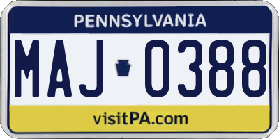 PA license plate MAJ0388
