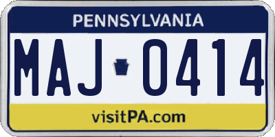 PA license plate MAJ0414