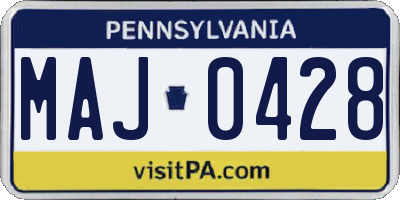 PA license plate MAJ0428