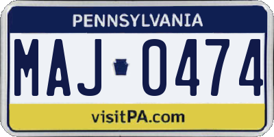 PA license plate MAJ0474