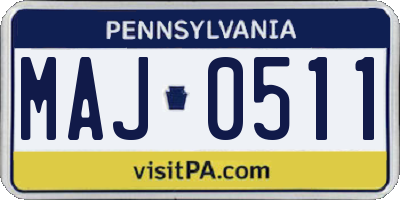 PA license plate MAJ0511