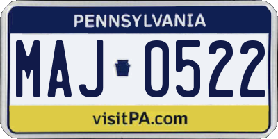 PA license plate MAJ0522