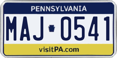 PA license plate MAJ0541