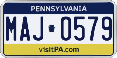 PA license plate MAJ0579
