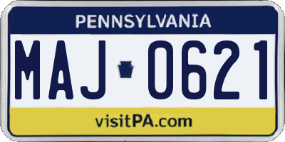 PA license plate MAJ0621