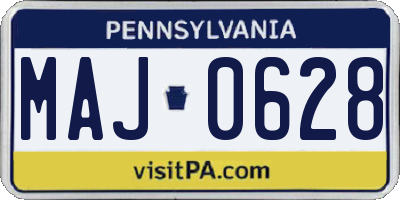 PA license plate MAJ0628