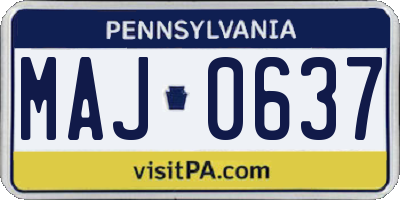 PA license plate MAJ0637