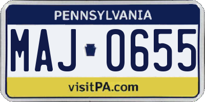 PA license plate MAJ0655