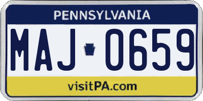 PA license plate MAJ0659