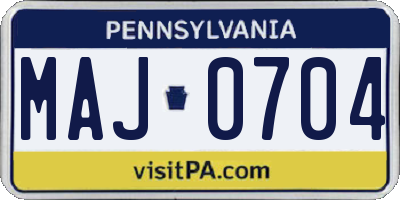 PA license plate MAJ0704
