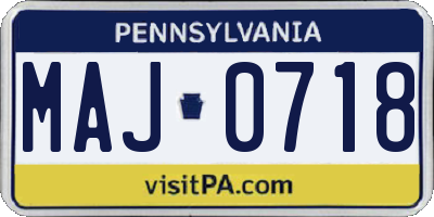 PA license plate MAJ0718