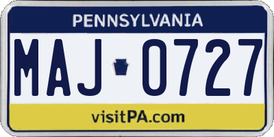 PA license plate MAJ0727