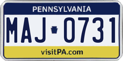 PA license plate MAJ0731