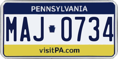 PA license plate MAJ0734