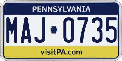 PA license plate MAJ0735