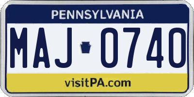 PA license plate MAJ0740