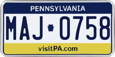 PA license plate MAJ0758