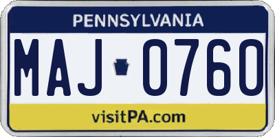 PA license plate MAJ0760