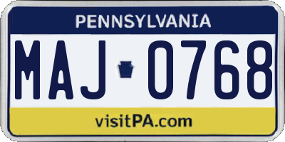 PA license plate MAJ0768