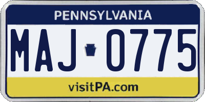 PA license plate MAJ0775