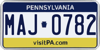 PA license plate MAJ0782