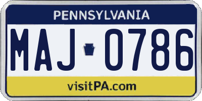 PA license plate MAJ0786