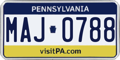 PA license plate MAJ0788