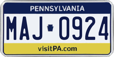 PA license plate MAJ0924