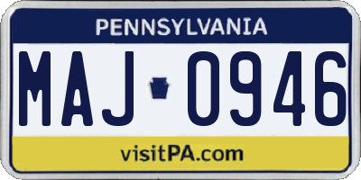 PA license plate MAJ0946