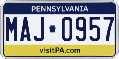 PA license plate MAJ0957