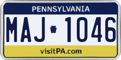 PA license plate MAJ1046