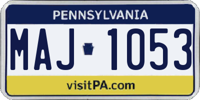 PA license plate MAJ1053