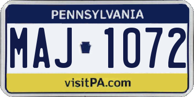PA license plate MAJ1072